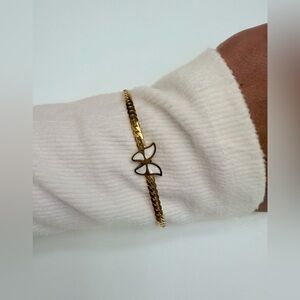 Gold Plated Stainless Steel Clover Charm Bracelet